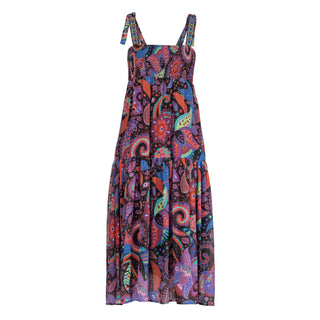 Vestido largo con evasé de paneles