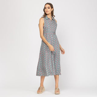 Vestido midi camisero sin mangas