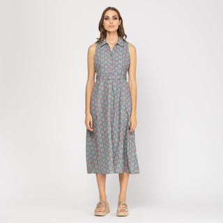 Vestido midi camisero sin mangas