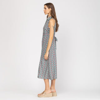 Vestido midi camisero sin mangas