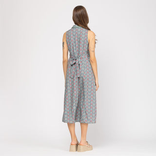 Vestido midi camisero sin mangas