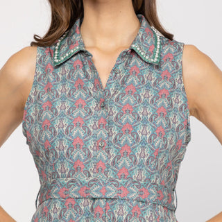 Vestido midi camisero sin mangas