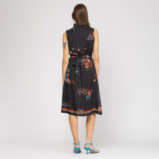 Vestido midi sin mangas con volantes