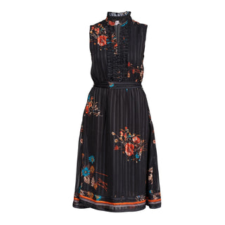 Vestido midi sin mangas con volantes