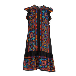 Vestido de camisa recta corta con dobladillo con volantes