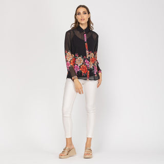Camisa relajada con mangas largas