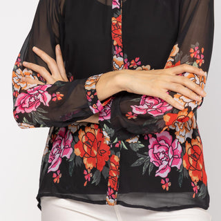 Camisa relajada con mangas largas