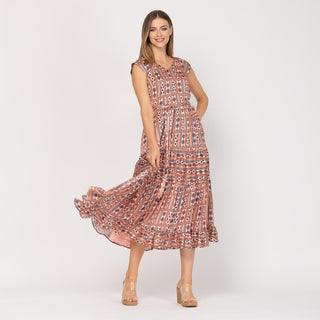 Vestido midi con paneles y escote pico