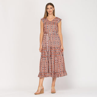 Vestido midi con paneles y escote pico