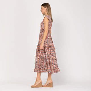 Vestido midi con paneles y escote pico