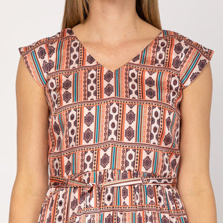 Vestido midi con paneles y escote pico