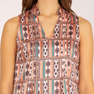 Vestido corto estampado sin mangas