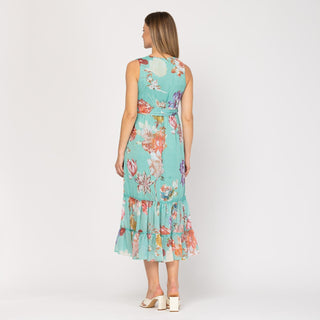 Vestido midi estampado manga sisa