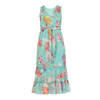 Vestido midi estampado manga sisa