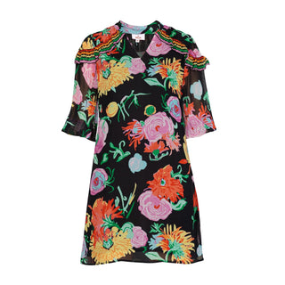 Vestido corto recto con estampado