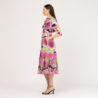 Vestido midi estilo camisero con encaje