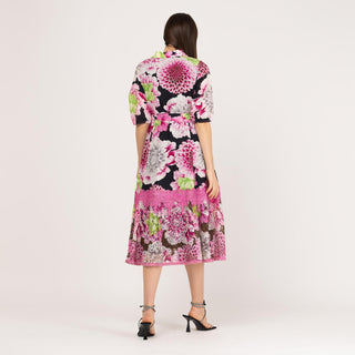 Vestido midi estilo camisero con encaje