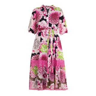 Vestido midi estilo camisero con encaje