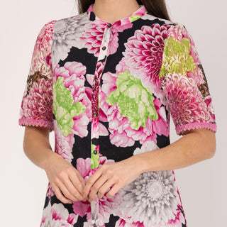 Vestido corto camisero con encaje