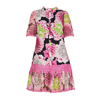 Vestido corto camisero con encaje