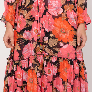 Vestido largo estampado con volumen