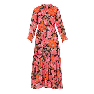 Vestido largo estampado con volumen
