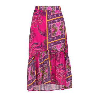 Falda midi estampada con volante