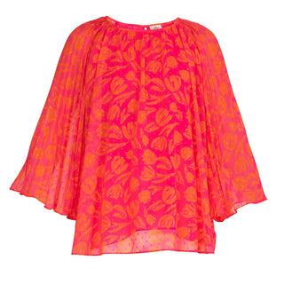 Blusa evasé con mangas plisadas