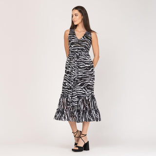 Vestido midi estampado manga sisa