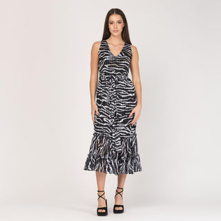 Vestido midi estampado manga sisa
