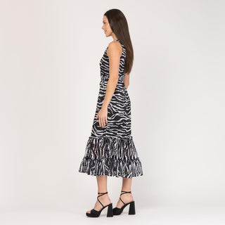 Vestido midi estampado manga sisa