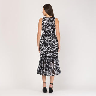 Vestido midi estampado manga sisa