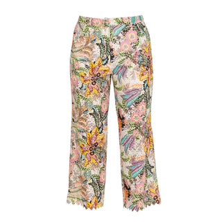 Pantalón ancho de algodón perforado