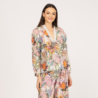 Blusa estampada algodón perforado