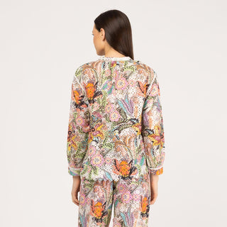Blusa estampada algodón perforado