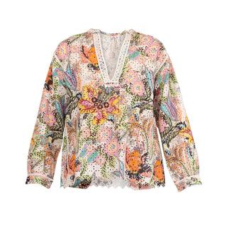 Blusa estampada algodón perforado