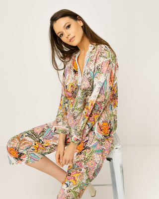 Blusa estampada algodón perforado