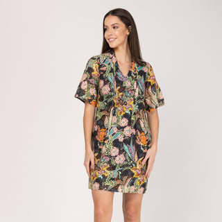 Vestido corto de algodón perforado