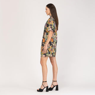 Vestido corto de algodón perforado