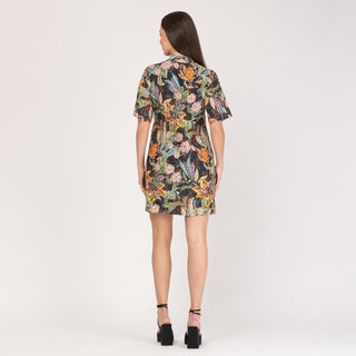 Vestido corto de algodón perforado