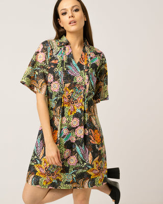 Vestido corto de algodón perforado