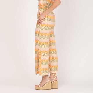 Pantalón estampado de tiro alto recto
