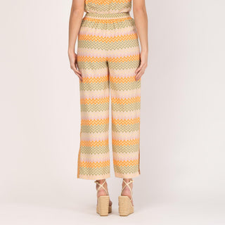 Pantalón estampado de tiro alto recto