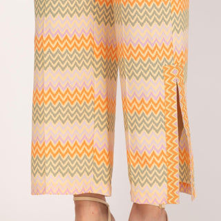 Pantalón estampado de tiro alto recto