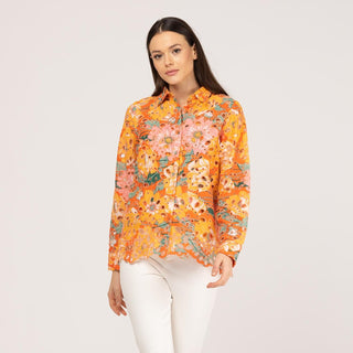 Camisa algodón perforado manga larga
