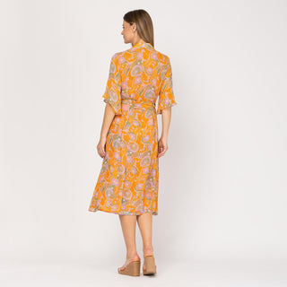 Vestido midi camisero con forro estampado