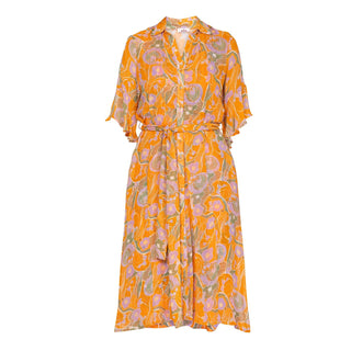 Vestido midi camisero con forro estampado