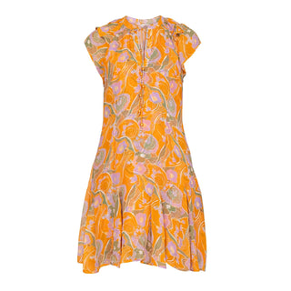 Vestido corto estampado con volantes