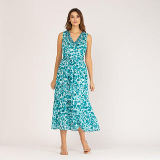 Vestido midi estampado manga sisa