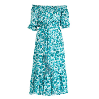 Vestido midi hombros caídos